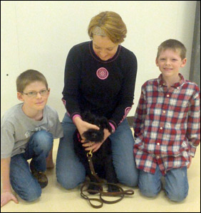 Mother, kids, and a puppy